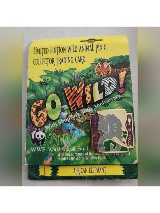 world wildlife fund Other - World Wildlife Fun WWF LE Wild Animal Pin & Trading Card AFRICAN ELEPHANT